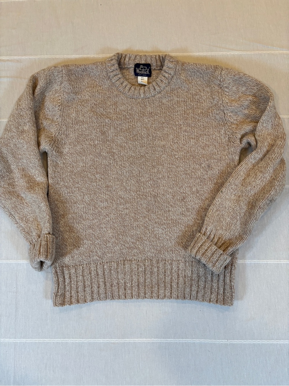 Vintage Woolrich Men’s Wool Crewneck Sweater Large Oatmeal made in‎ Hong Kong